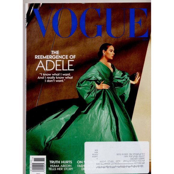 VOGUE NOVEMBER 2021 THE REEMERGENCE OF ADELE, Plus Huma Abedin Tells Her Story, - Picture 1 of 2